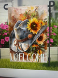 Sunflower Cowgirl Hat Welcome Garden Flag