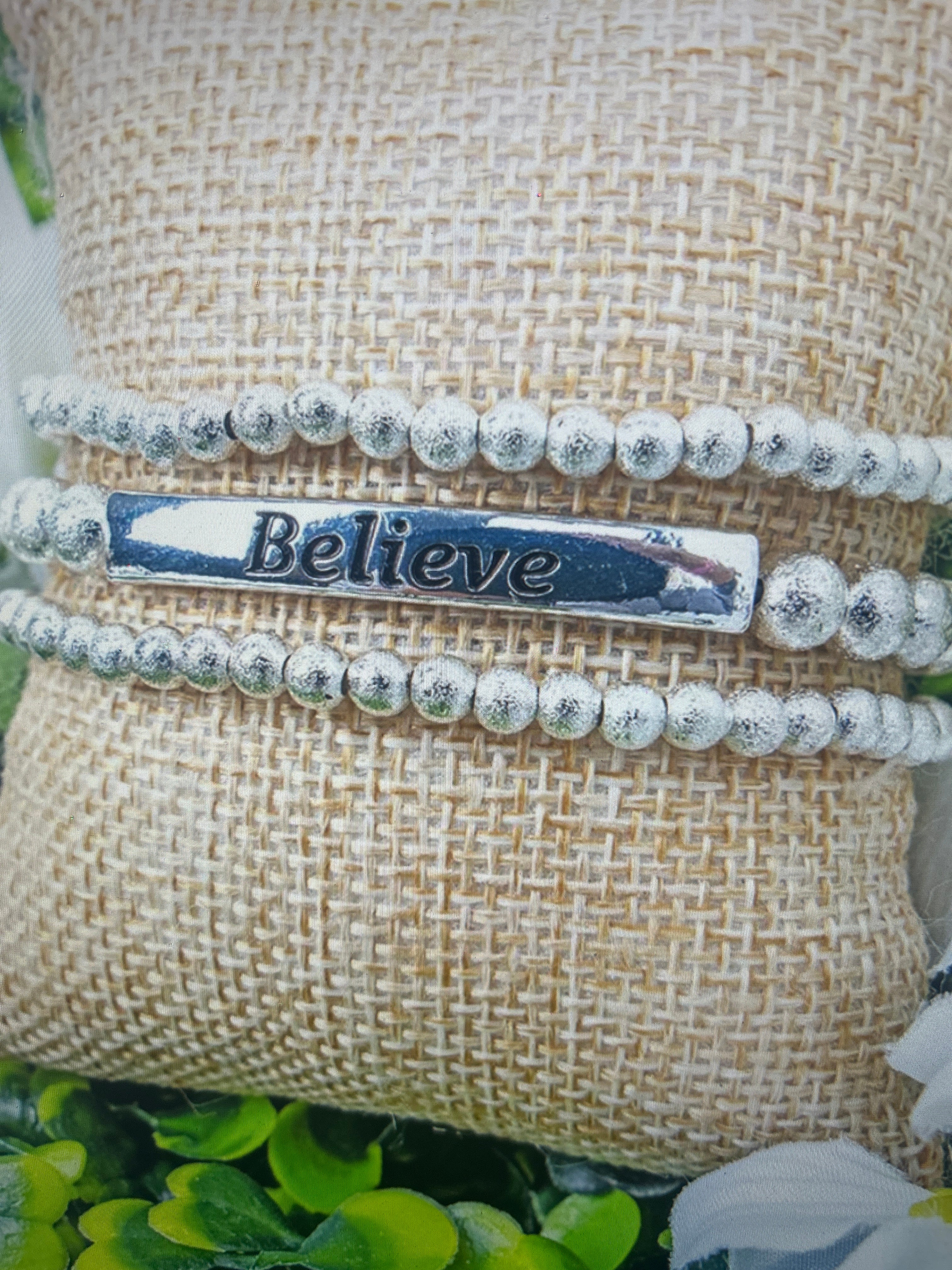 Believe Silvertone Bracelet