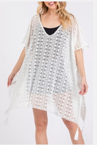 White Crochet Lace Kimono Cover-Up – Lightweight Boho Beach Layer