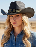 Laguna Vista Black Distressed Straw Cowgirl Hat