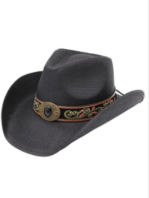 Laguna Vista Black Distressed Straw Cowgirl Hat