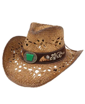 Sierra Verde Taupe Western Straw Cowgirl Hat