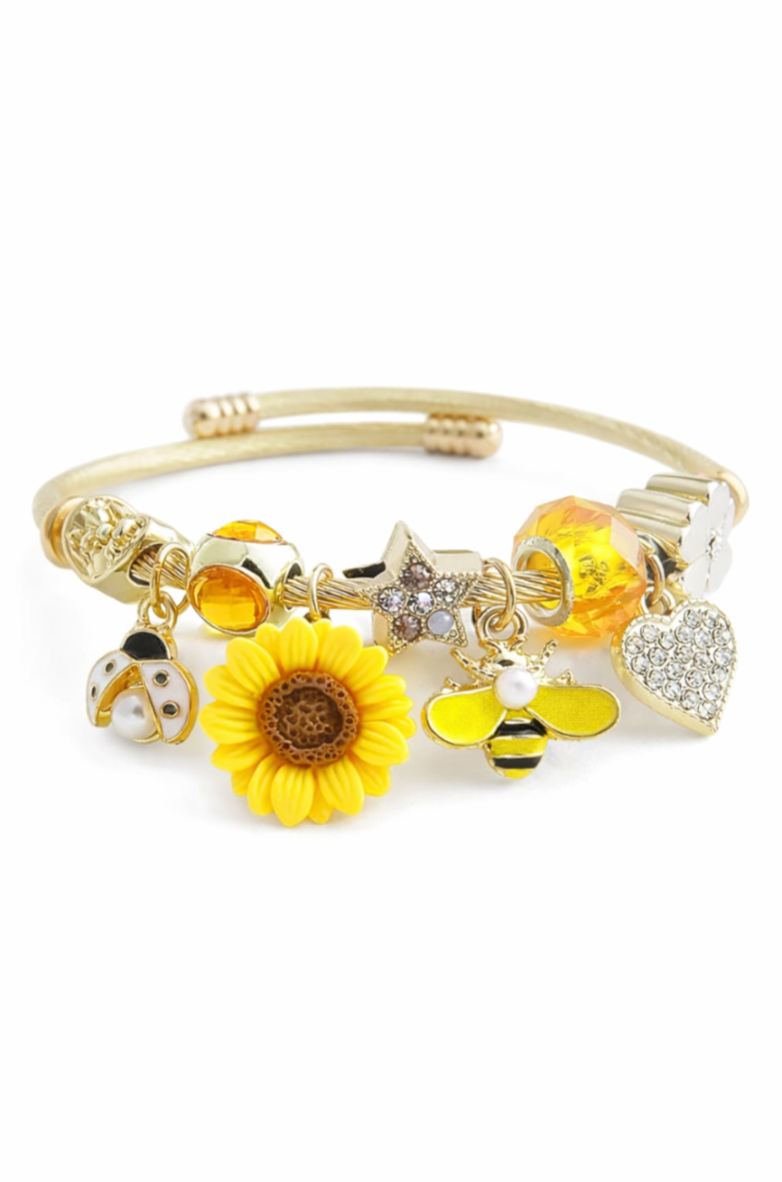 Sunflower Bee Charm Bracelet