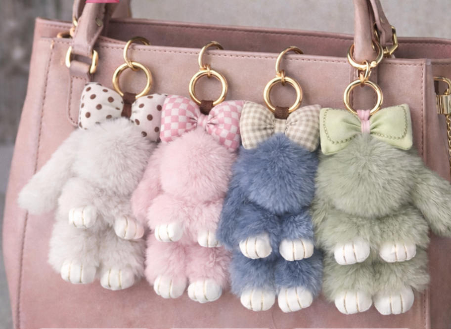 Fluffy Bunny Bag Charm Collection-Multiple Color Options
