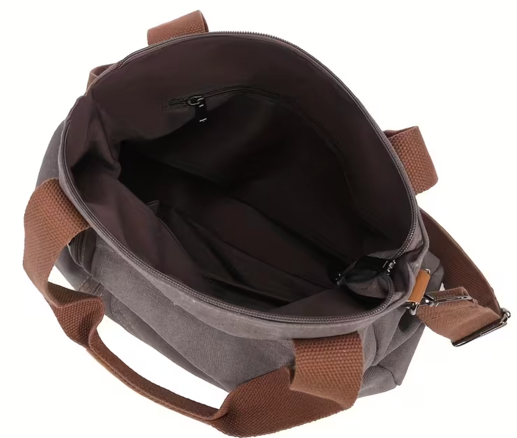 Canvas Tote Bag with Crossbody Strap – Multi Pocket Everyday Shoulder Bag for Women (Medium)-Multiple Color Choices