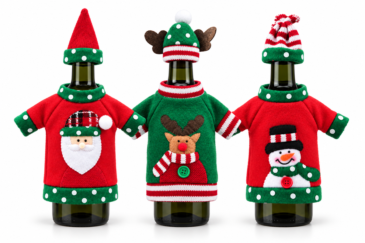 Holiday Cheers Wine Bottle Outfits-Multiple Style Options