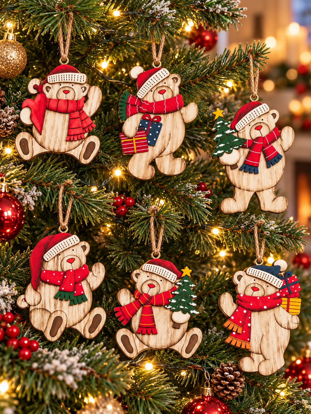 Beary Merry Christmas Ornaments-Multiple Style Options