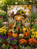 Harvest Scarecrow Garden Flag