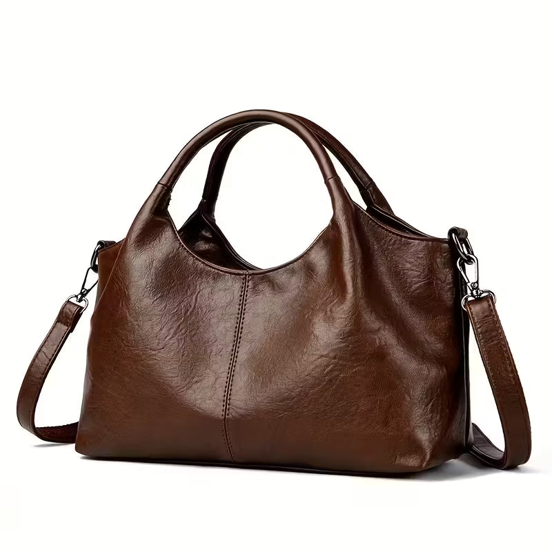 Soft Leather Hobo Shoulder Bag with Adjustable Strap – Slouchy Everyday Handbag (Multiple Colors)