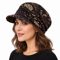 Autumn Bloom Ruched Floral Ruched Newsboy Hat
