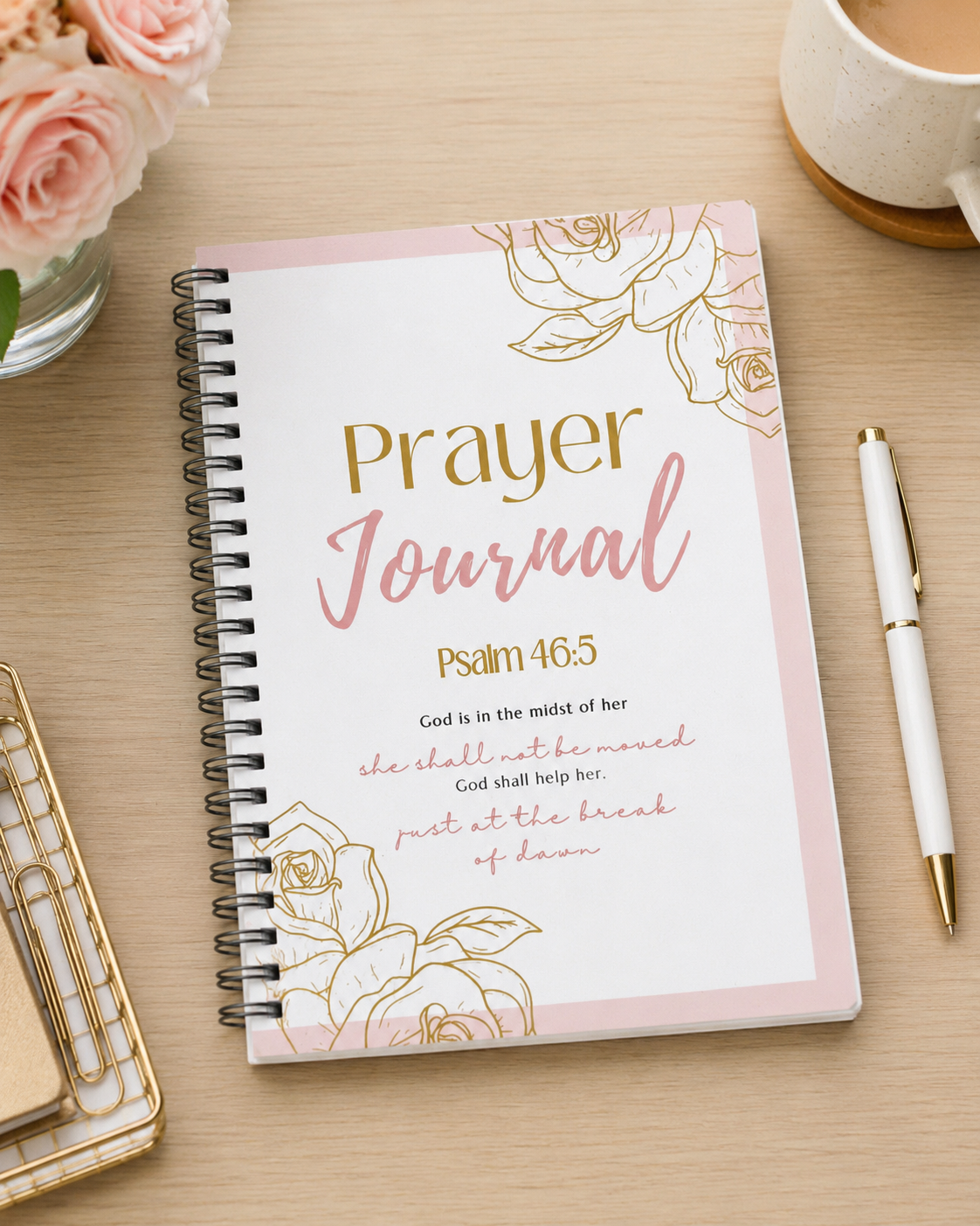 Grace & Strength Prayer Journal – Psalm 46:5 | 100-Page Bible Study Journal