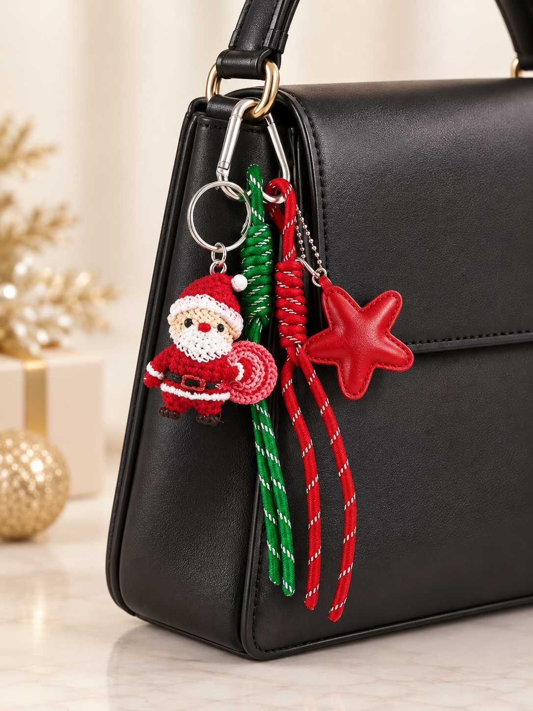 Festive Christmas Bag Charm Keychains
