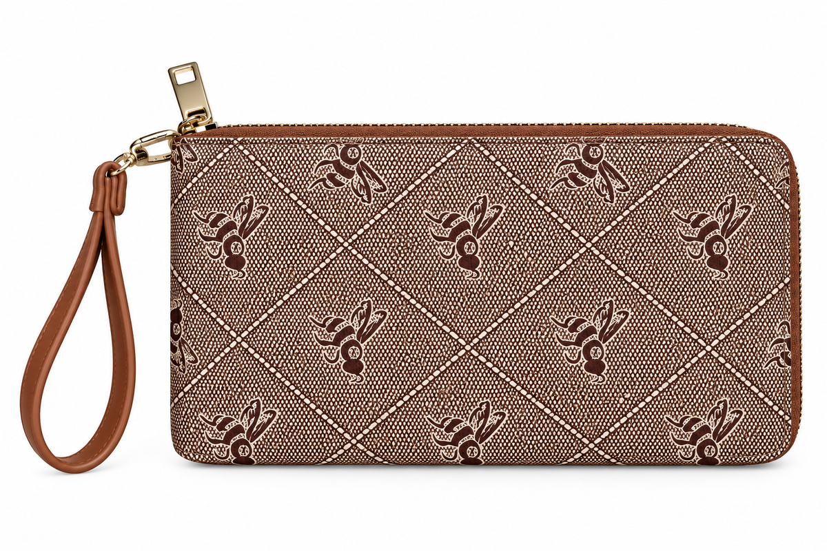 Honey Bee Zip-Around Wristlet Wallet