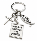 Faith Inspiration Keychain – “With God All Things Are Possible” Christian Charm Keychain